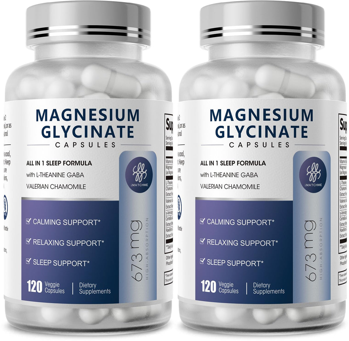 Flacon de 240 capsules de glycinate de magnésium iMATCHME
