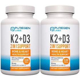 Flacon de 240 capsules de P Puregen Labs K2 D3