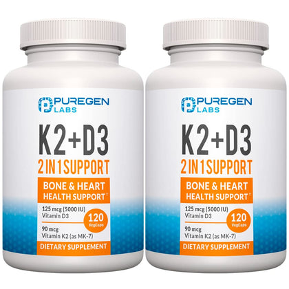 Flacon de 240 capsules de P Puregen Labs K2 D3