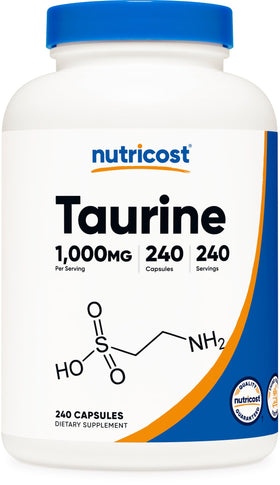 Flacon de 240 capsules de taurine Nutricost 1000mg