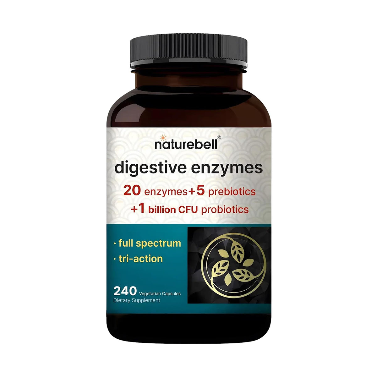 Flacon de 240 capsules NatureBell Multi-Enzymes vue de face