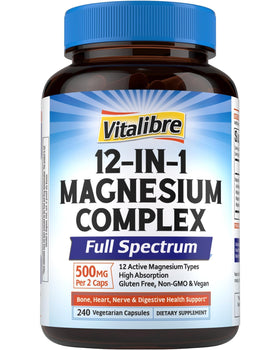Flacon de 240 capsules végétales de Complexe de Magnésium 12 en 1 Vitalibre
