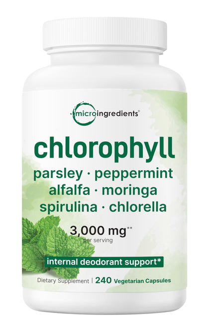 Flacon de 240 capsules végétales de Micro Ingredients Complexe de Chlorophylle