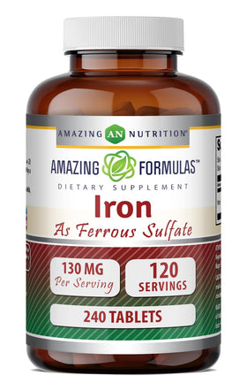 Flacon de 240 comprimés de sulfate ferreux Amazing Nutrition