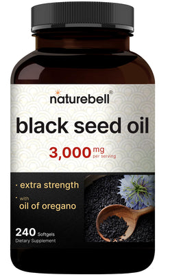 Flacon de 240 gélules d'huile de graines noires NatureBell 3000 mg