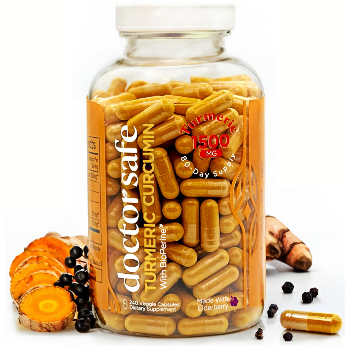 Flacon de 240 gélules de Curcuma Curcumin 1500mg de DOCTOR SAFE