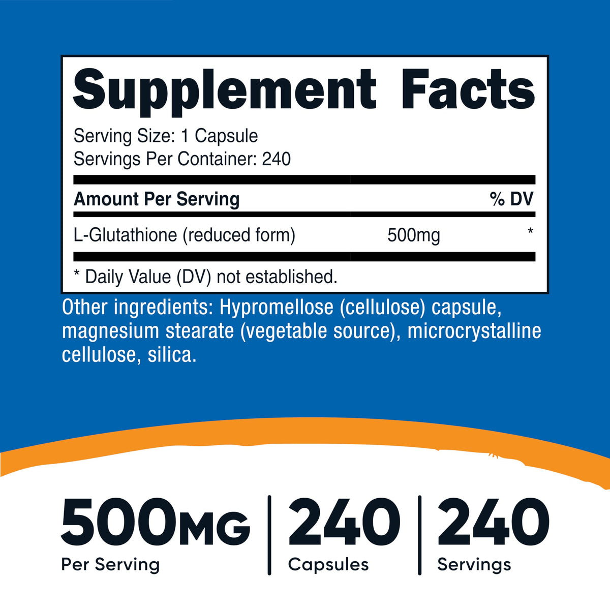 Flacon de 240 gélules de Glutathion Nutricost