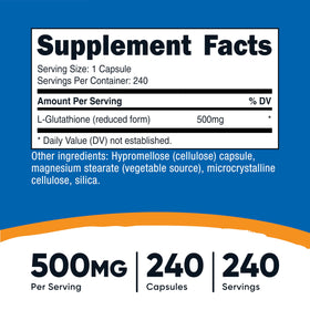 Flacon de 240 gélules de Glutathion Nutricost