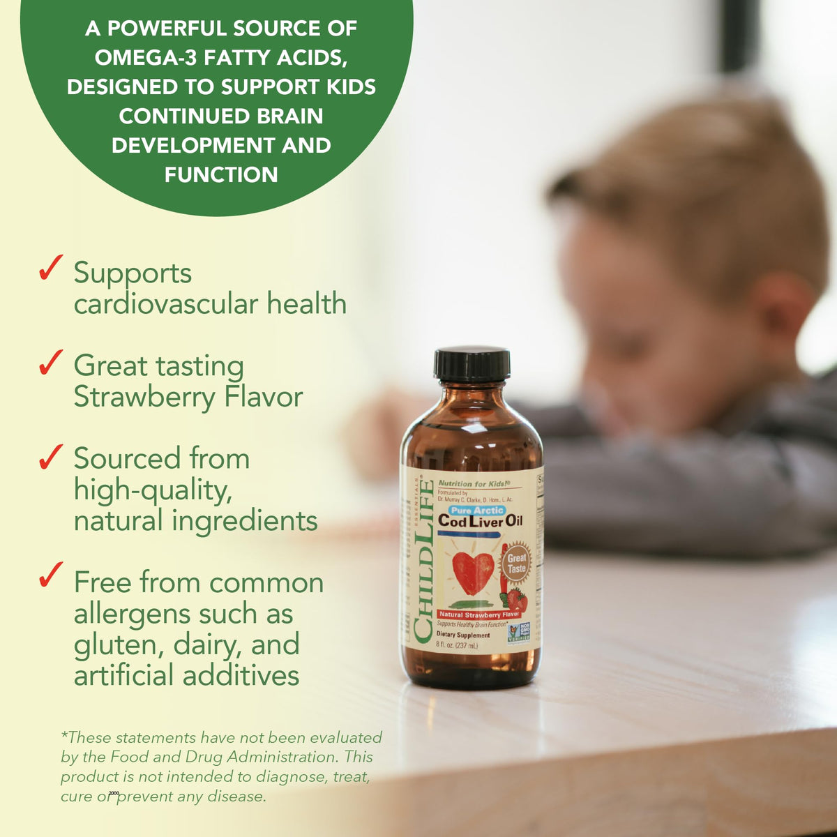 Flacon de 240 ml d'huile de foie de morue CHILDLIFE ESSENTIALS
