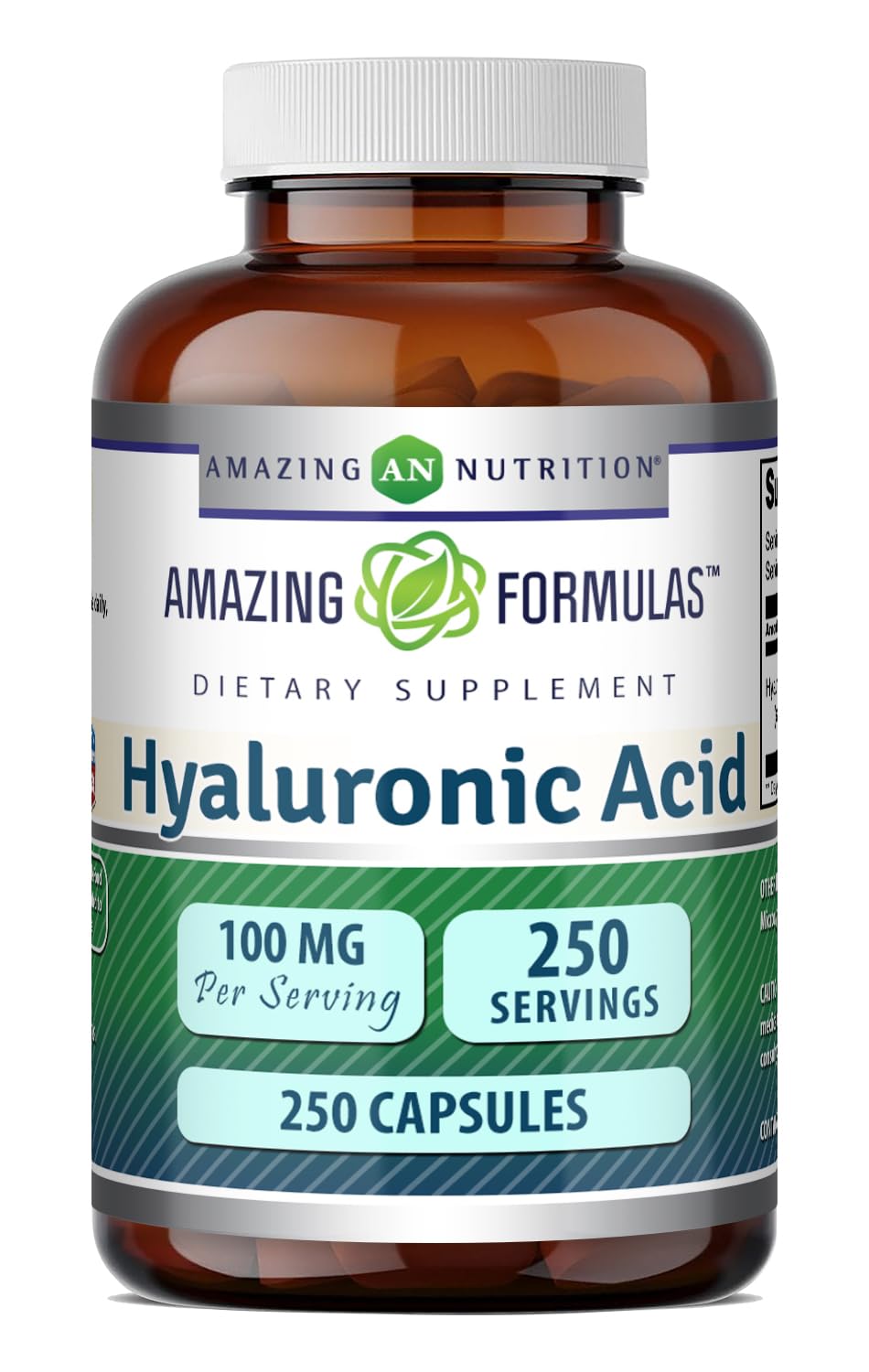 Flacon de 250 capsules d'acide hyaluronique Amazing Nutrition