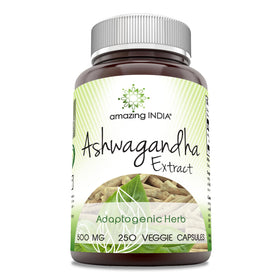 Flacon de 250 capsules végétales d'extrait d'Ashwagandha Amazing India