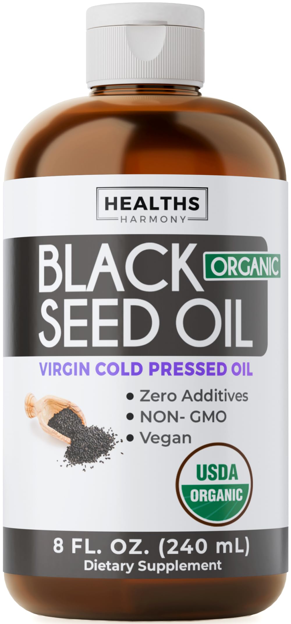 Flacon de 250ml d'huile de graines de cumin noir bio Healths Harmony