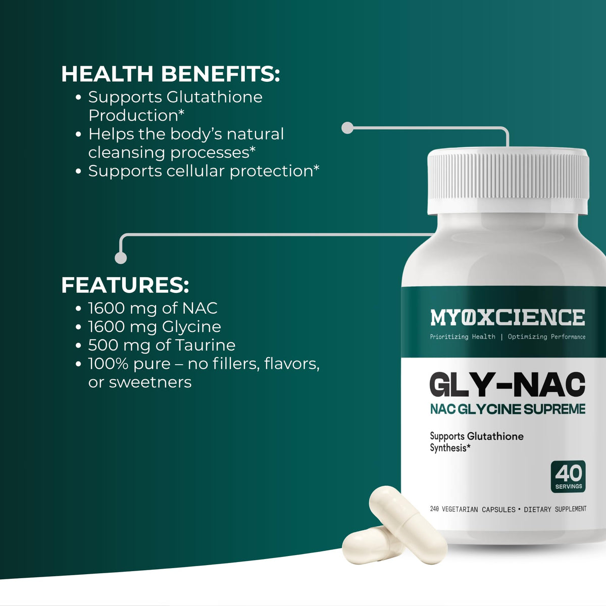 Flacon de 272 g de capsules MYOXCIENCE NAC