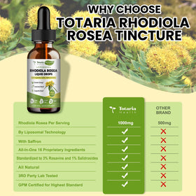 Flacon de 290g de teinture de Rhodiola Rosea Totaria sur fond blanc