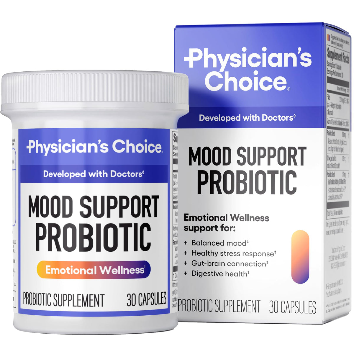 Flacon de 30 capsules de probiotique de soutien de l'humeur Physician's CHOICE