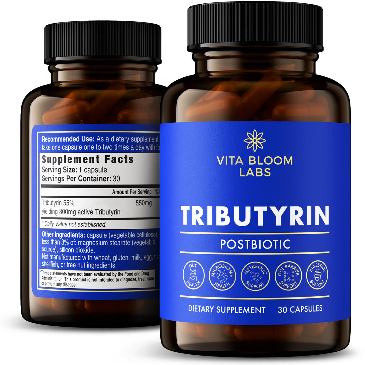 Flacon de 30 capsules de Tributyrin de Vita Bloom Labs