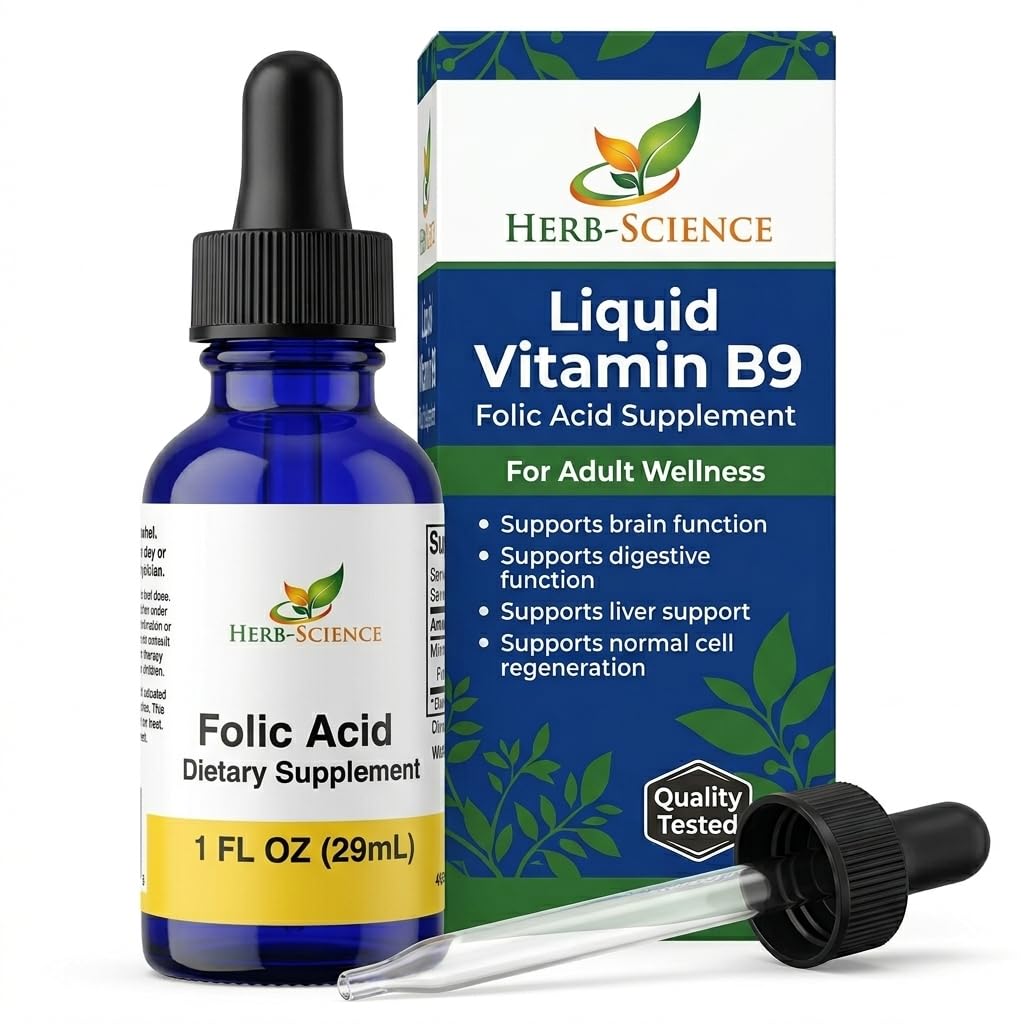 Flacon de 30 ml d'acide folique liquide Herb-Science