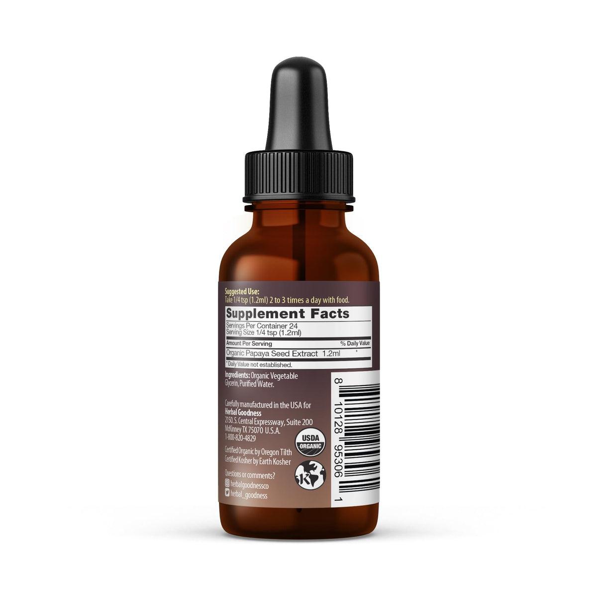Flacon de 30 ml d'extrait liquide de graines de papaye Herbal Goodness