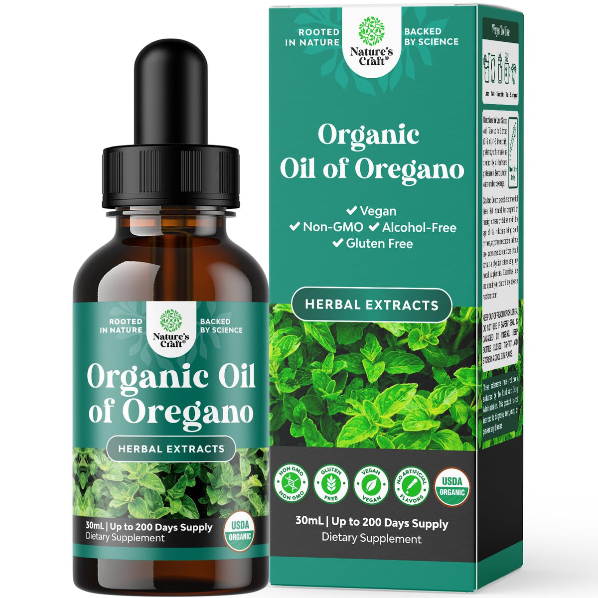 Flacon de 30 ml d'huile d'origan bio Natures Craft
