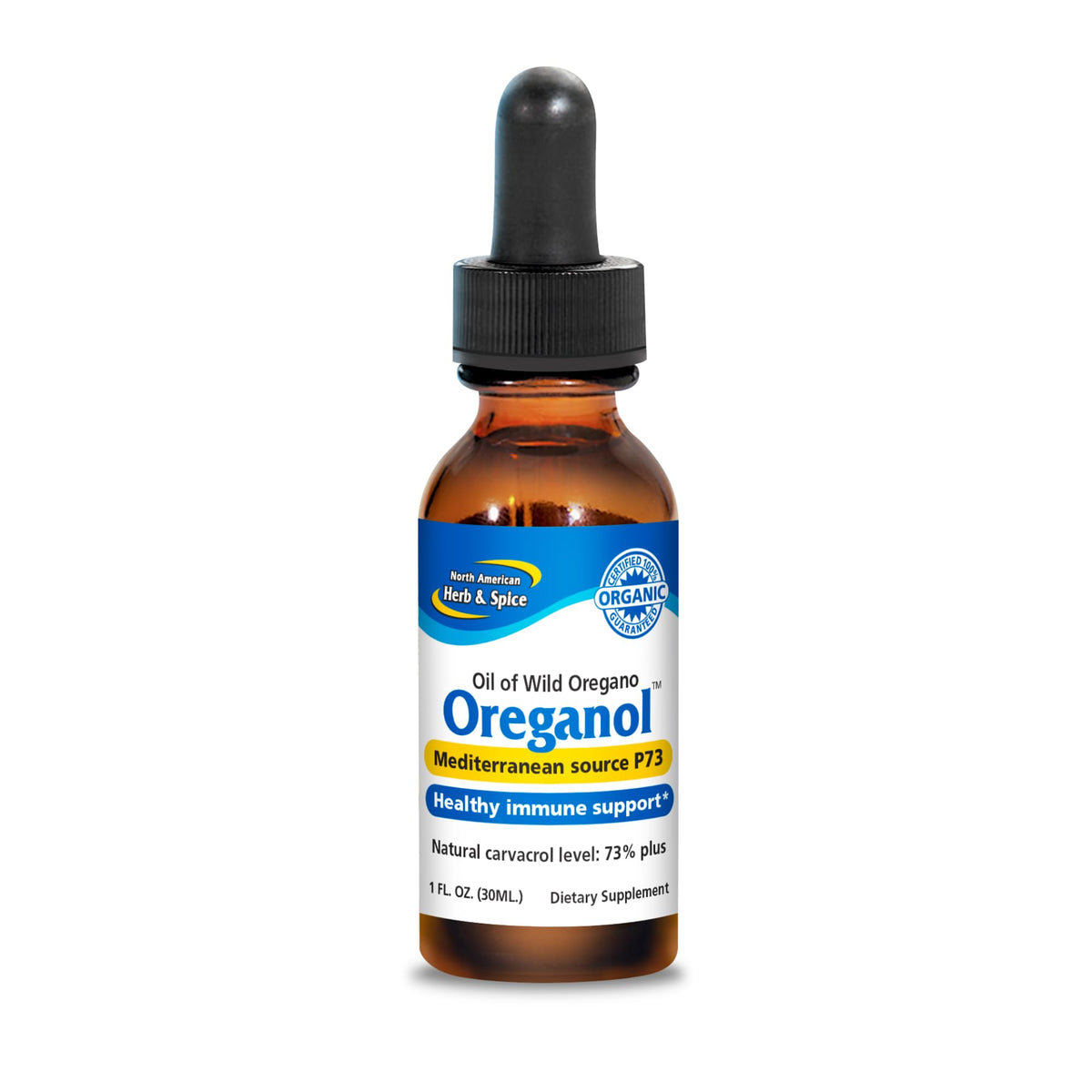 Flacon de 30 ml d'huile d'origan bio Oreganol P73 de NORTH AMERICAN HERB & SPICE