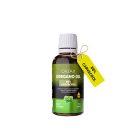 Flacon de 30 ml d'huile d'origan ORZAX avec étiquette visible