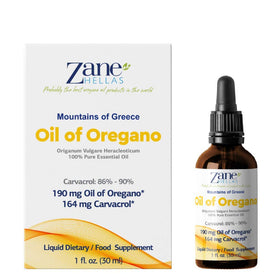 Flacon de 30 ml d'huile d'origan Zane HELLAS avec étiquette