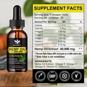 Flacon de 30 ml d'huile de chanvre WOGORGT vue de dos