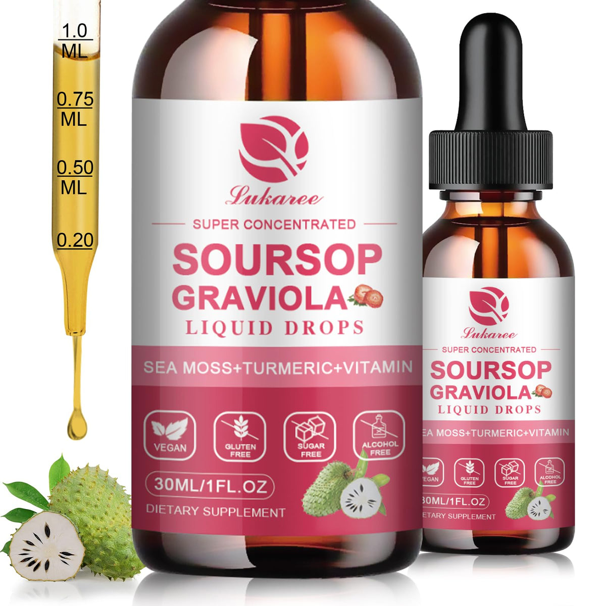 Flacon de 30 ml de complément alimentaire Soursop de Lukaree