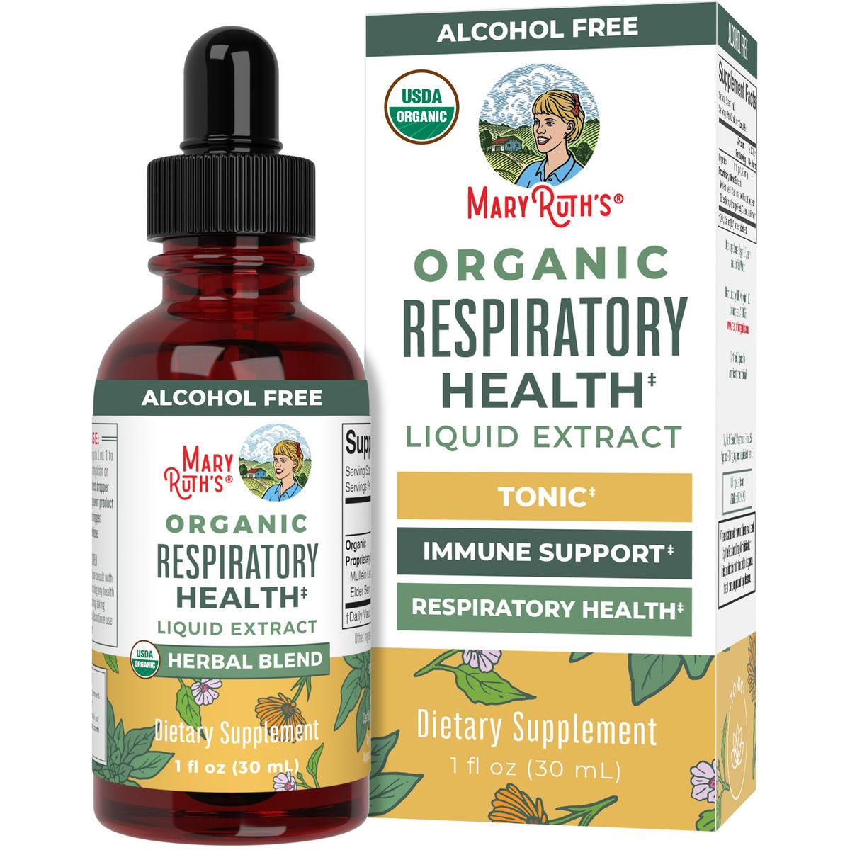Flacon de 30 ml de MARYRUTH'S Complément Alimentaire Liquide Santé Respiratoire Bio