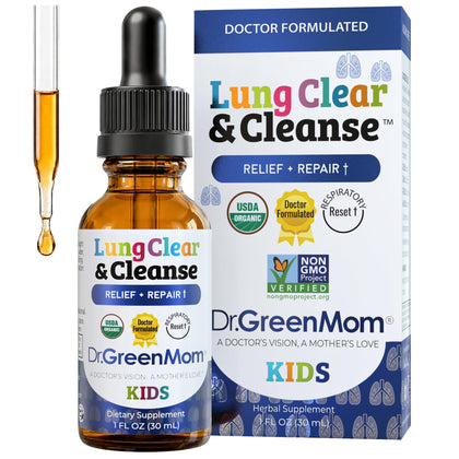 Flacon de 30 ml des Gouttes de Soutien Pulmonaire Dr. Green Mom