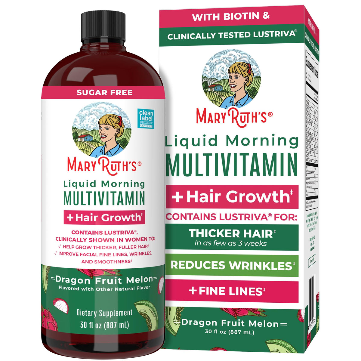 Flacon de 30 oz de MARYRUTH'S multivitamines liquides pour cheveux, vue de face