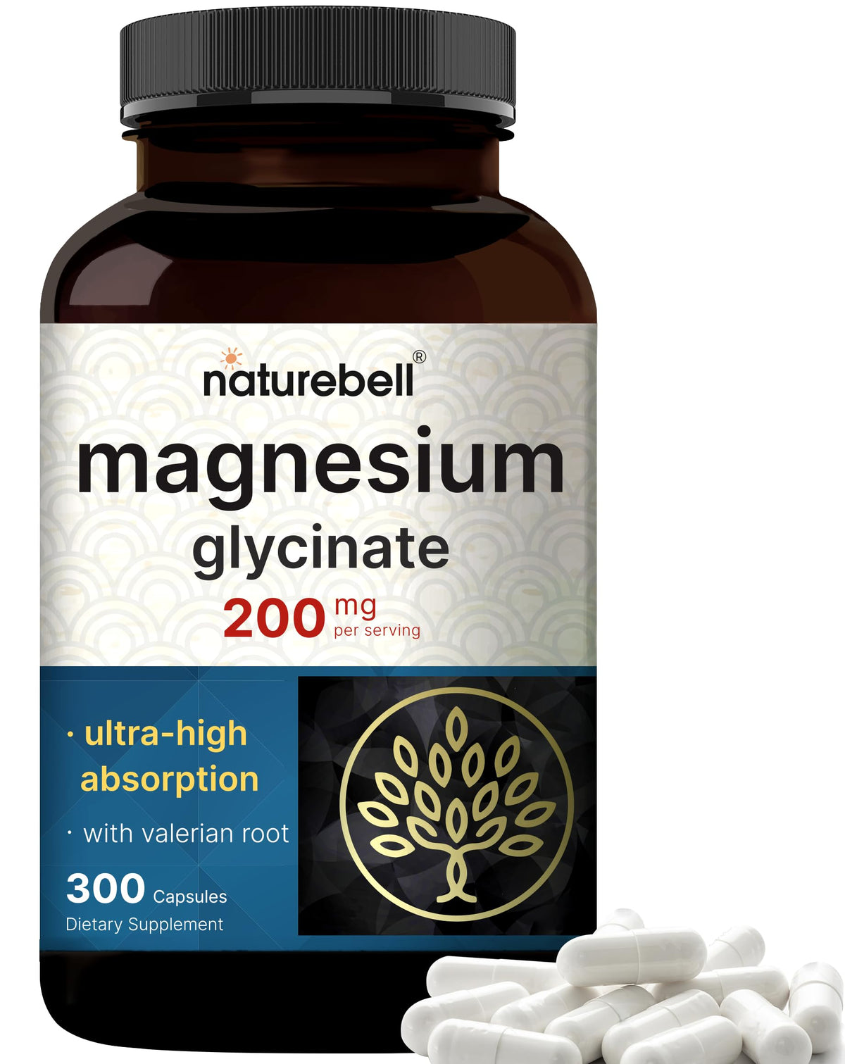 Flacon de 300 capsules de glycinate de magnésium pur NatureBell