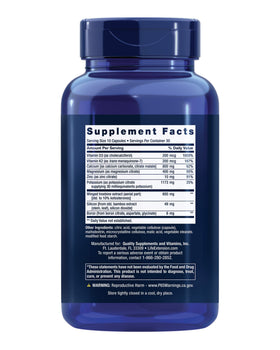 Flacon de 300 capsules de la Formule Intensive pour les Os Life Extension, vue de côté