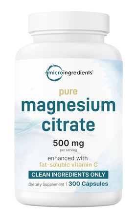 Flacon de 300 capsules de magnésium citrate Micro Ingredients avec étiquette