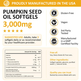 Flacon de 300 gélules d'huile de graines de citrouille PhytoVital
