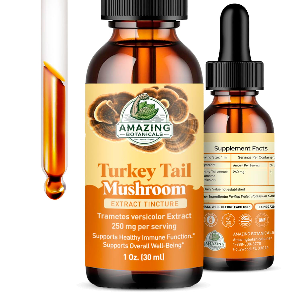 Flacon de 30ml d'extrait de champignon Turkey Tail Amazing Botanicals