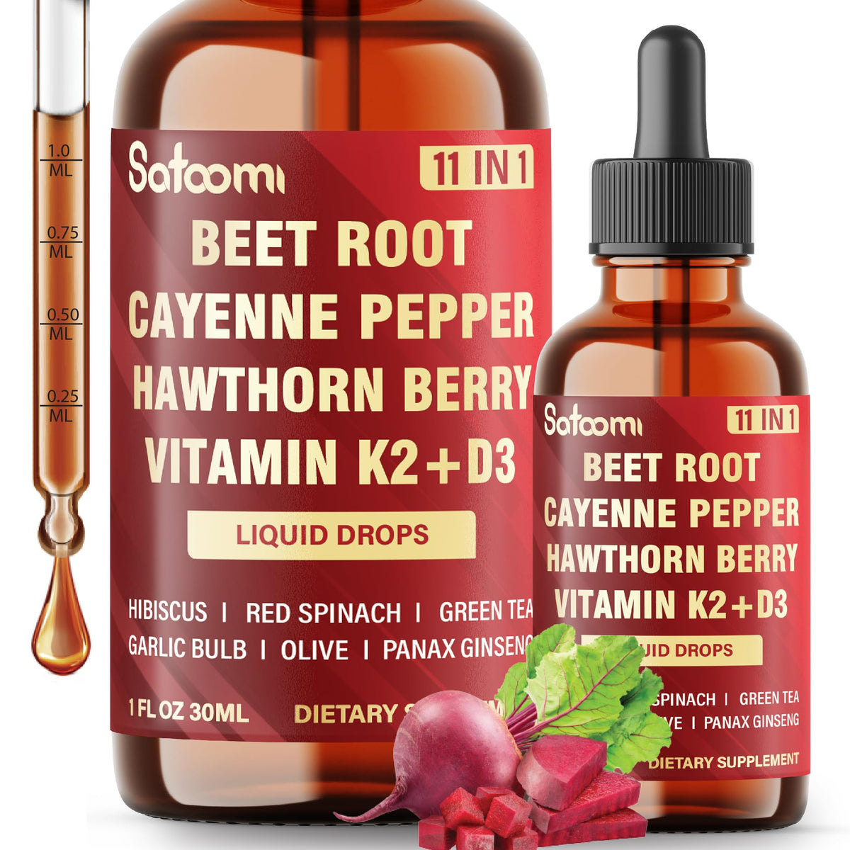 Flacon de 30ml de complément alimentaire liquide Satoomi 11 en 1