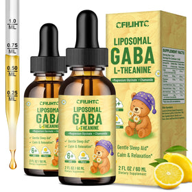 Flacon de 30ml de gouttes liposomales GABA L-Théanine avec étiquette