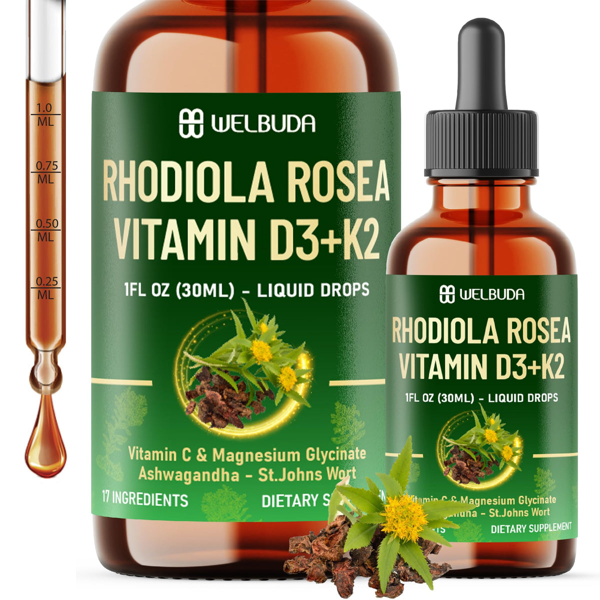 Flacon de 30ml de WELBUDA Rhodiola Rosea 17 en 1