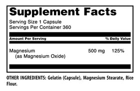 Flacon de 360 capsules de Magnésium Oxyde d'Amazing Nutrition, étiquette visible.