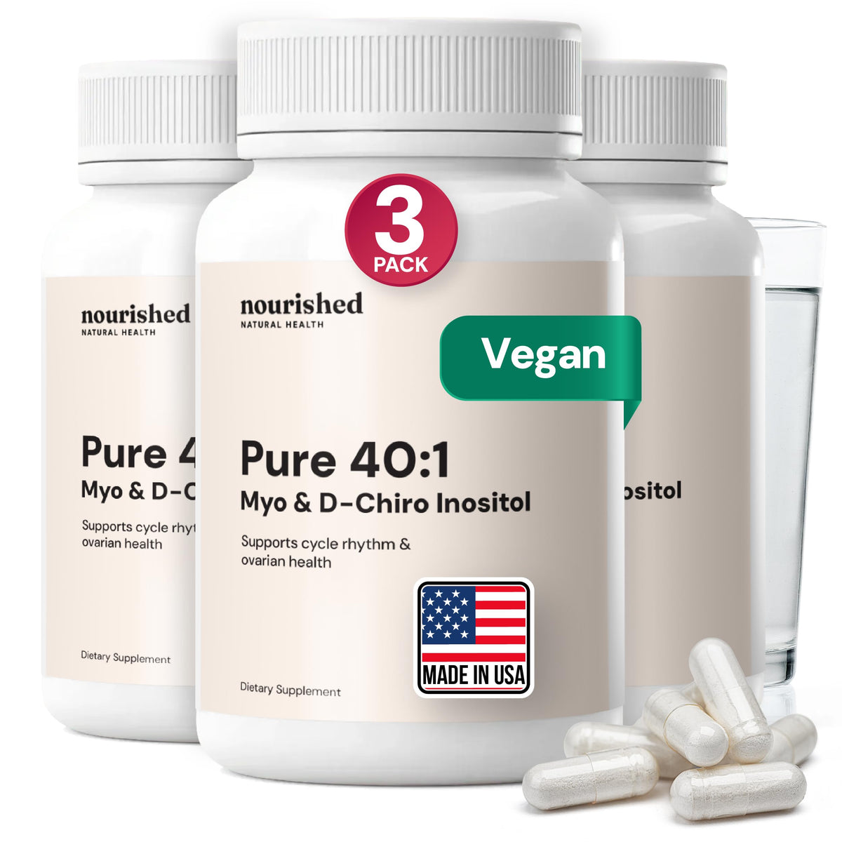 Flacon de 360 capsules de Myo & D-Chiro Inositol de Nourished