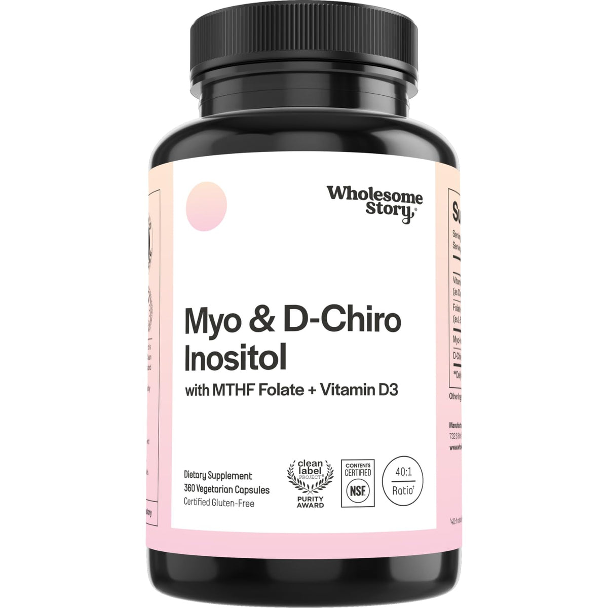 Flacon de 360 capsules de Myo-Inositol et D-Chiro Inositol Wholesome Story