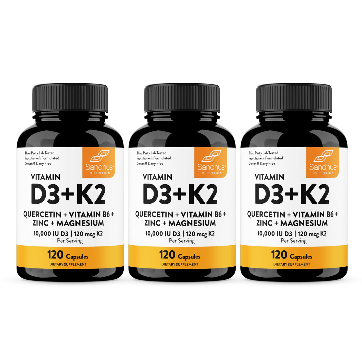 Flacon de 360 capsules de Vitamine D3 K2 Sandhu's