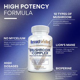 Flacon de 360 capsules vegan de champignons médicinaux