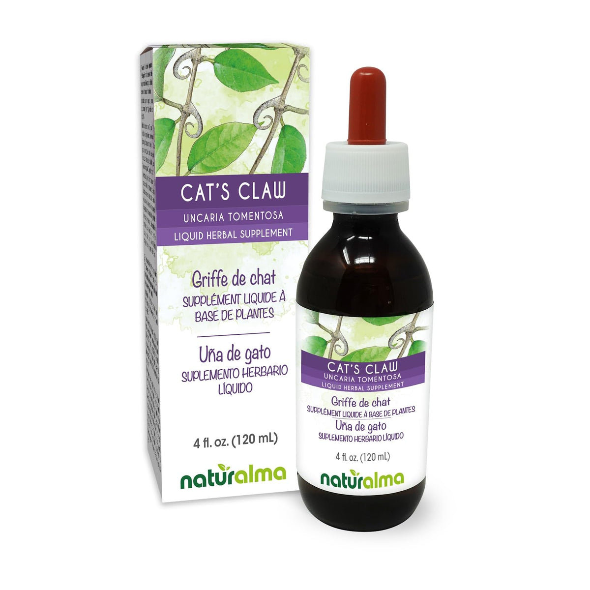 Flacon de 4 fl oz d'extrait de Griffe de Chat Naturalma, vue avant