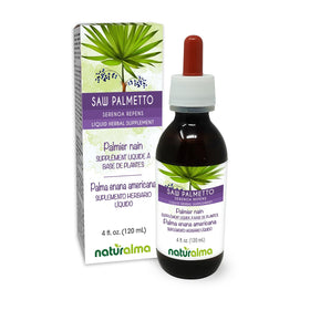 Flacon de 4 fl oz d'extrait de Saw Palmetto Naturalma, étiquette visible
