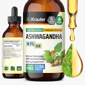 Flacon de 4 fl oz de BIO KRAUTER Ashwagandha avec étiquette