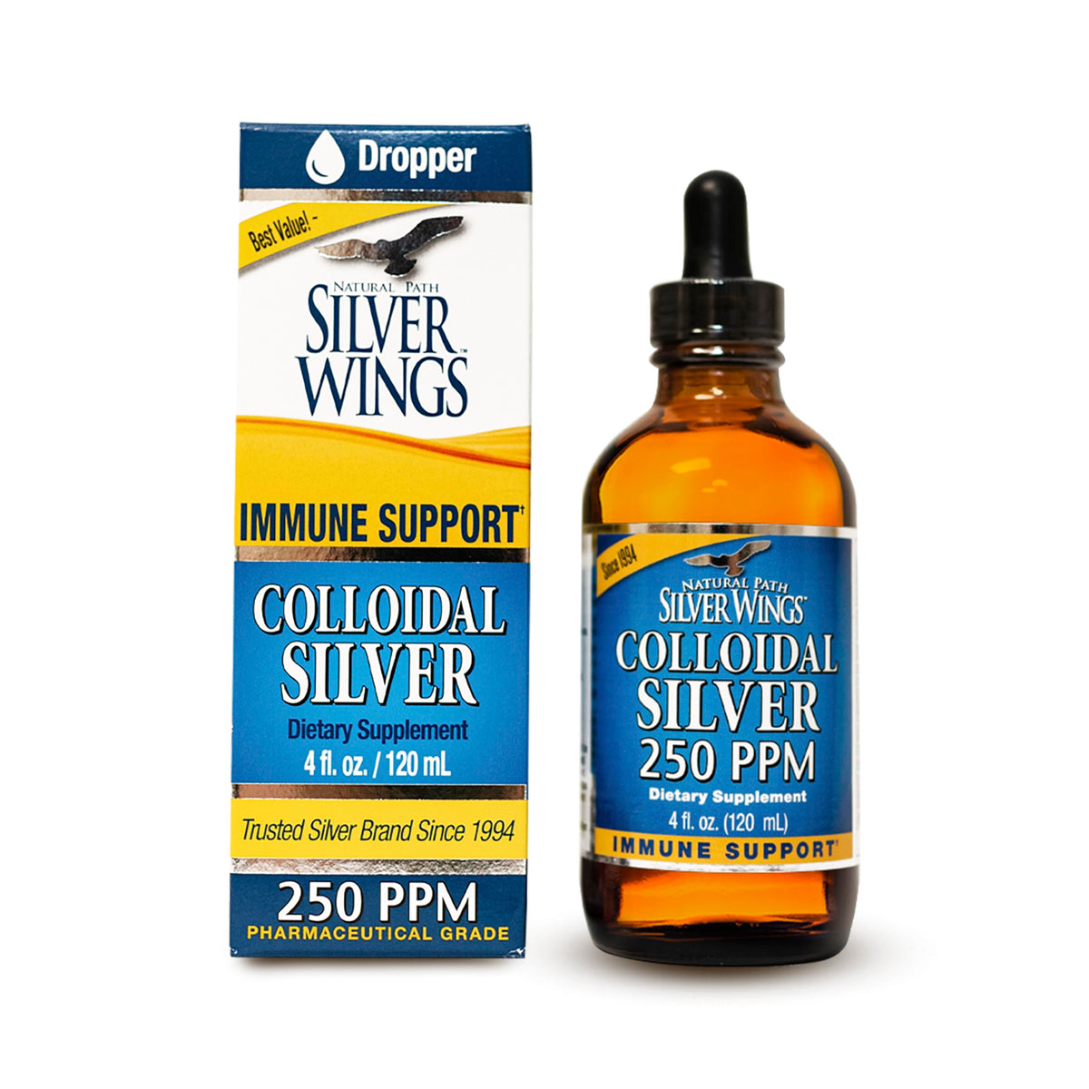 Flacon de 4 fl oz de colloïdal d'argent Natural Path Silver Wings