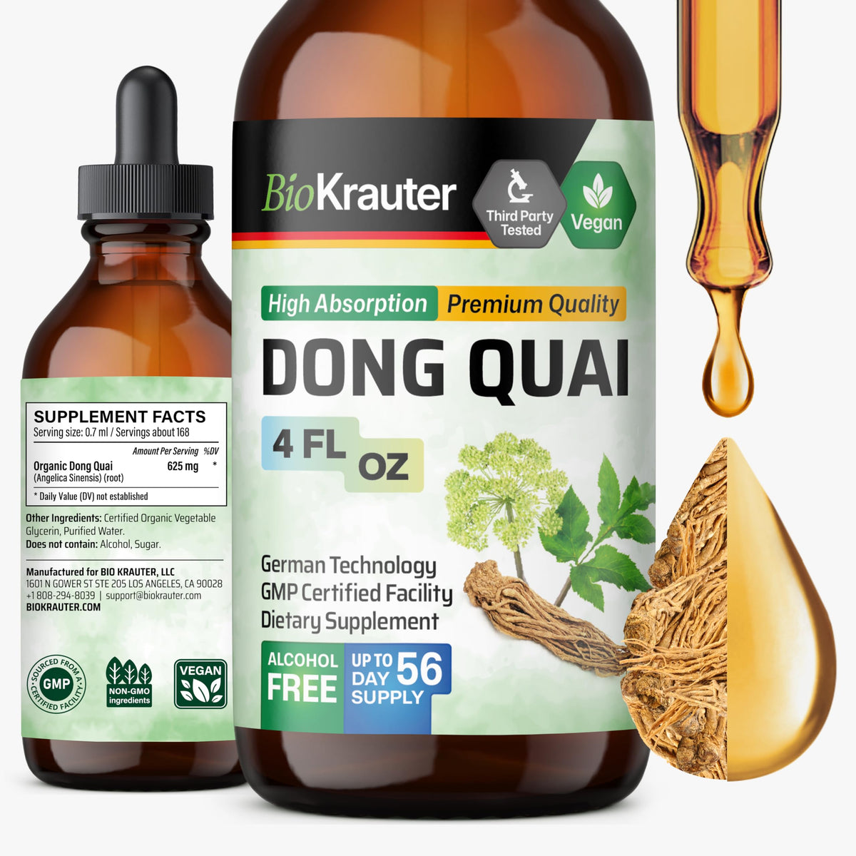 Flacon de 4 fl oz de complément alimentaire BIO KRAUTER Dong Quai