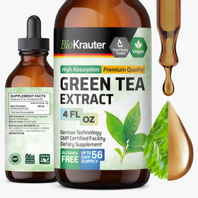 Flacon de 4 oz d'extrait de thé vert BIO KRAUTER avec étiquette